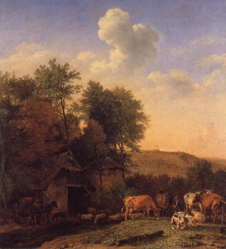 POTTER, Paulus A Landscape with Cows,sheep and horses by a Barn China oil painting art